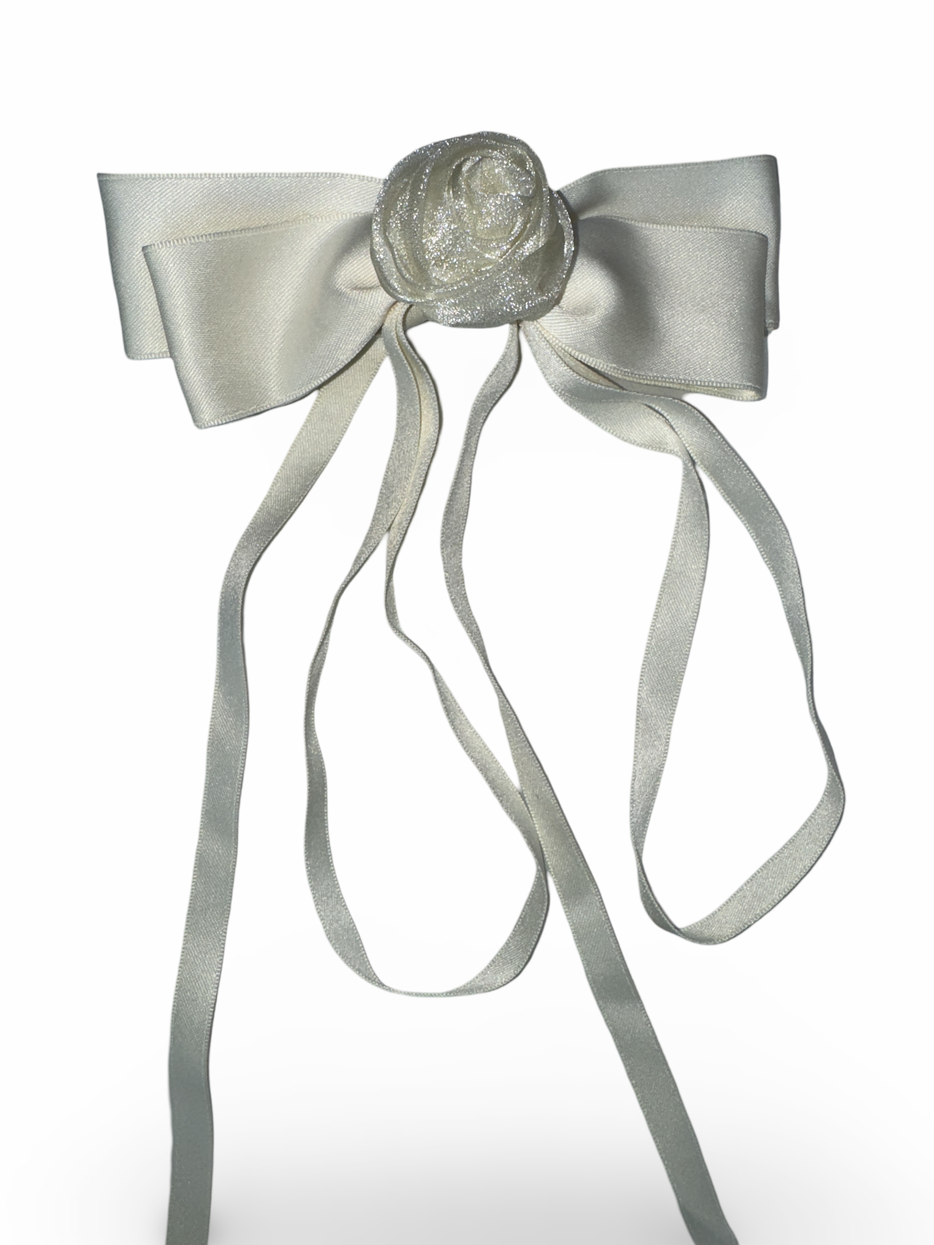 White Satin Rose Bow